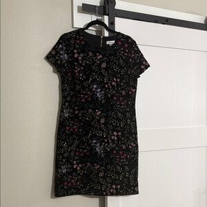 Calvin Klein Velvet Black Floral Mini Dress